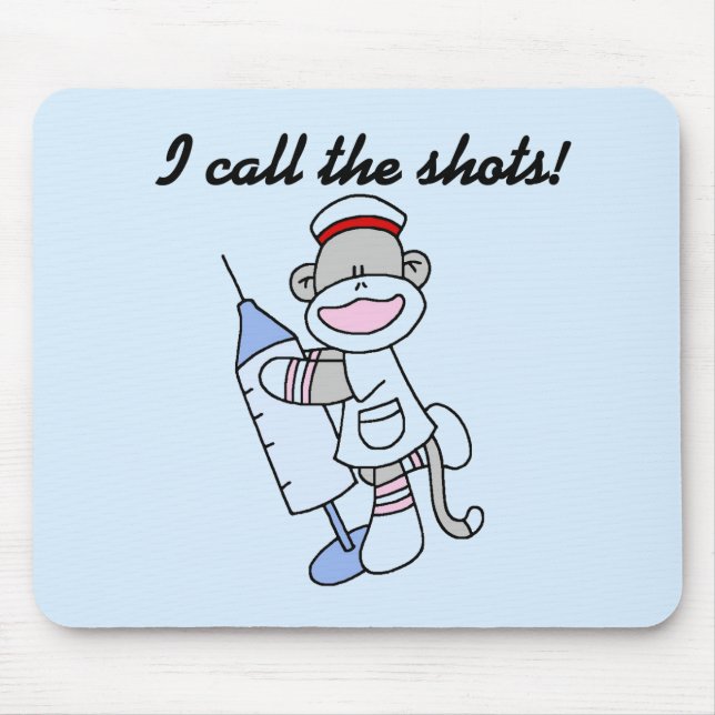 Sock Monkey Nurse I Call the Shots Geschenke Mousepad (Vorne)