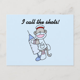 Sock Monkey Nurse I Call the Shots Geschenke Postkarte