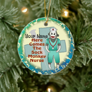 Sock Monkey Nurse Ornament