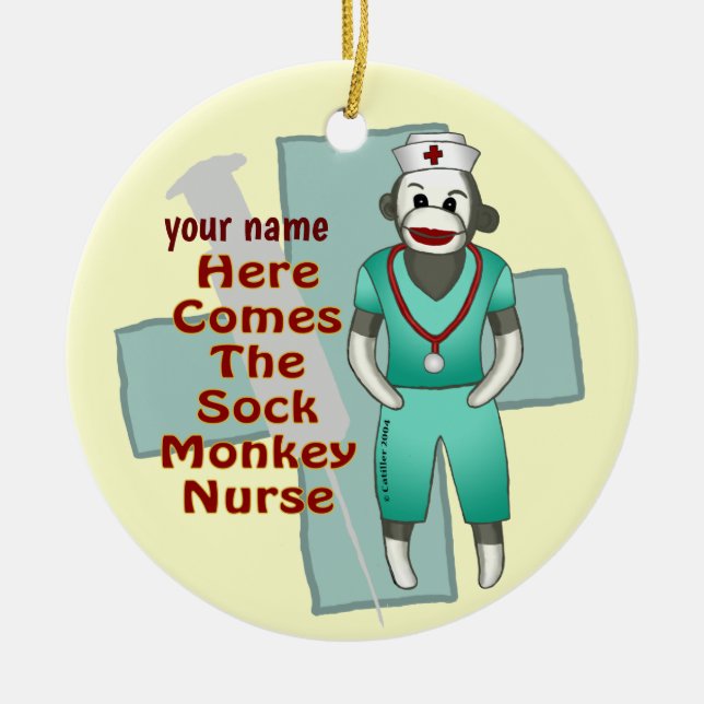 Sock Monkey Nurse Ornament (Vorne)