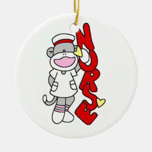 Sock Monkey Nurse T - Shirt und Geschenke Keramik Ornament