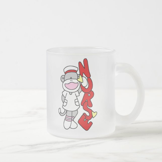 Sock Monkey Nurse T - Shirt und Geschenke Mattglastasse (Rechts)