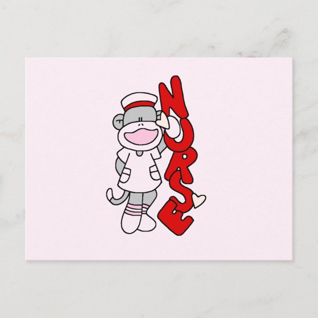 Sock Monkey Nurse T - Shirt und Geschenke Postkarte (Vorderseite)