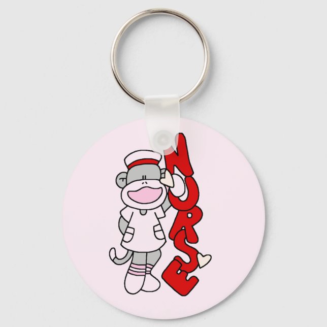 Sock Monkey Nurse T - Shirt und Geschenke Schlüsselanhänger (Vorderseite)
