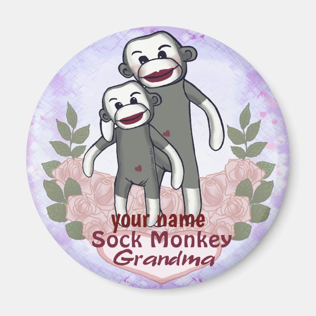 Sock Monkey Oma Magnet (Vorne)