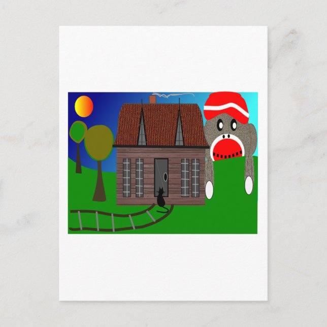 Sock Monkey Over Horizon - Art Postkarte (Vorderseite)