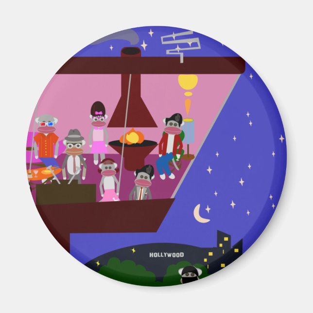 Sock Monkey Party auch Magnet (Vorne)