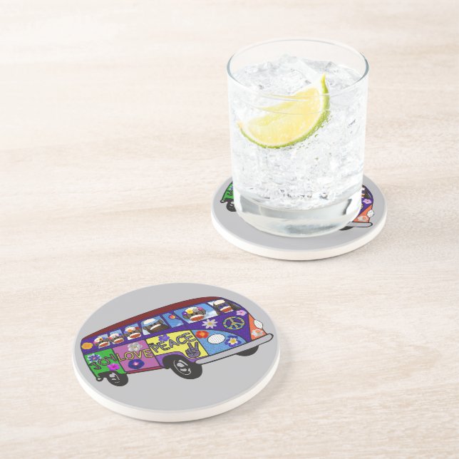 Sock Monkey Peace Bus  Getränkeuntersetzer (Seite)
