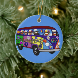 Sock Monkey Peace Bus Keramik Ornament