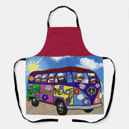 Sock Monkey Peace Bus Postcard Schürze