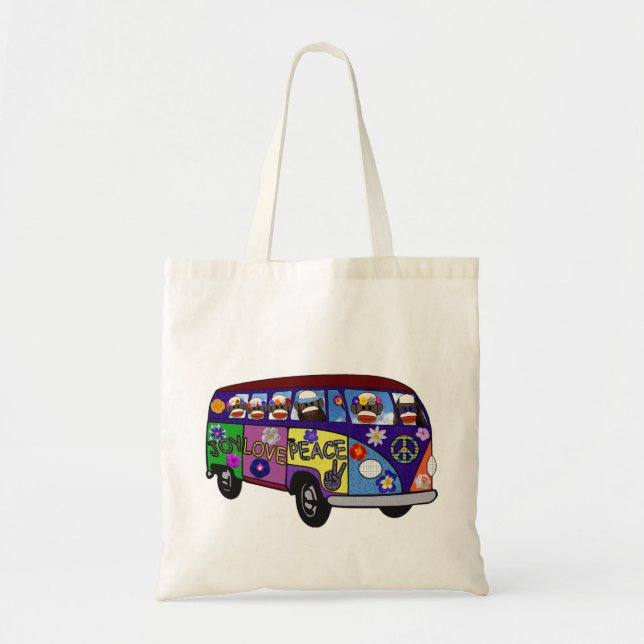 Sock Monkey Peace Bus  Tragetasche (Vorne)