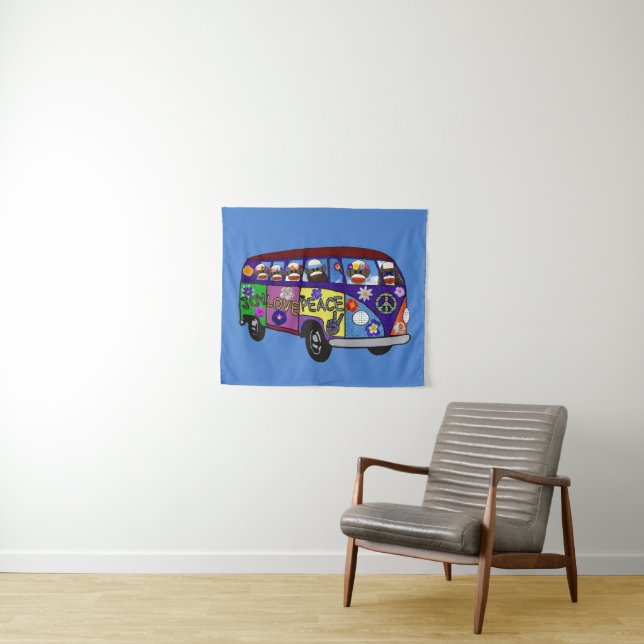 Sock Monkey Peace Bus  Wandteppich (Beispiel (Horizontal))