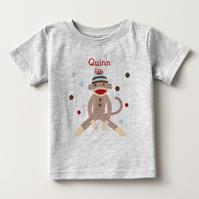 Sock Monkey Personalisiert Birthday Tshirt (Vorderseite)