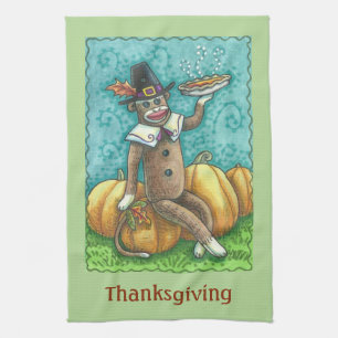 SOCK MONKEY PILGRIM, ERNTEDANK KÜCHE TOWEL GESCHIRRTUCH