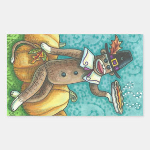 SOCK MONKEY PILGRIM ERNTEDANK STICKER SHEET Rec