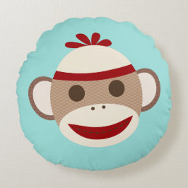 Sock Monkey Pillow Rundes Kissen