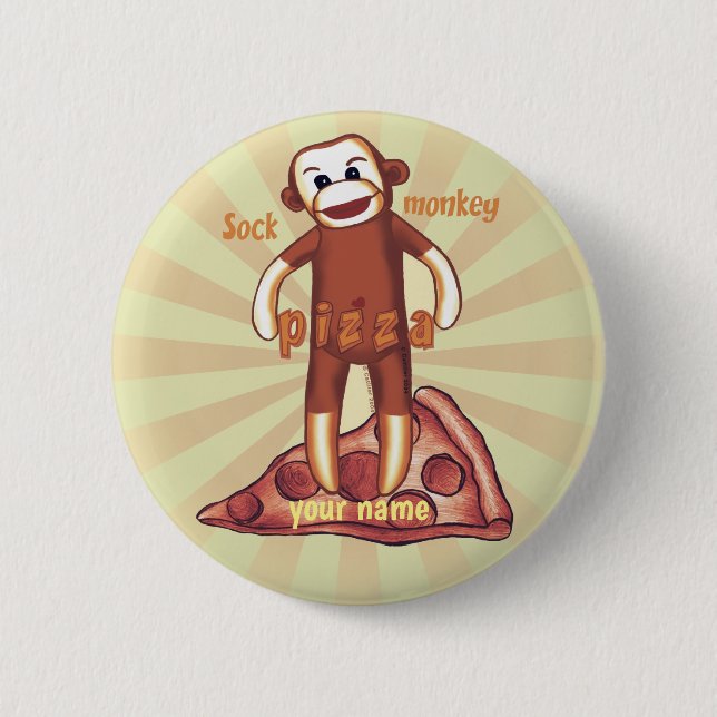 Sock Monkey Pizza Button (Vorderseite)