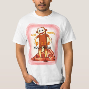 Sock Monkey Pizza T - Shirt