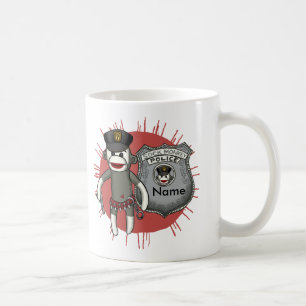 Sock Monkey Polizei Kaffeetasse