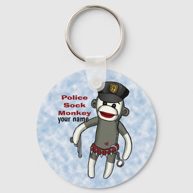 Sock Monkey Polizei Schlüsselanhänger (Vorderseite)