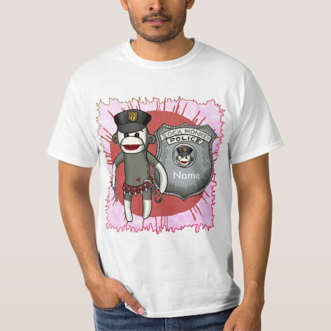 Sock Monkey Polizei T-Shirt (Vorderseite)