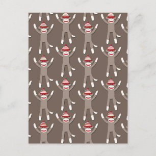 Sock Monkey Print Postkarte