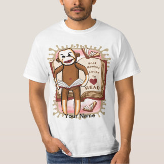 Sock Monkey Reading T - Shirt
