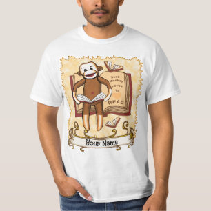 Sock Monkey Reads T-Shirt