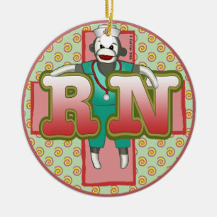 Sock Monkey RN Nurse Ornament