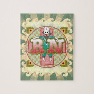 Sock Monkey RN Nurse Puzzle