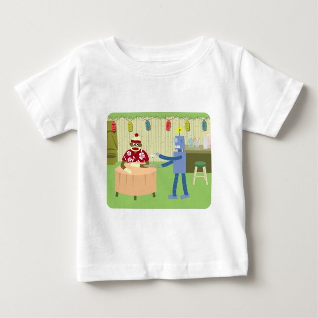 Sock Monkey Robot Waiter Baby T-shirt (Vorderseite)