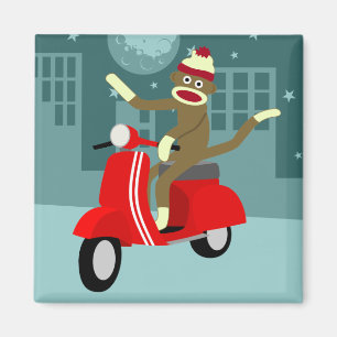 Sock Monkey Roller Magnet