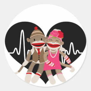 Sock Monkey Runder Aufkleber