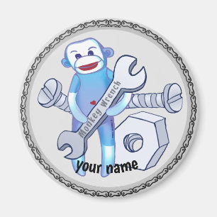 Sock Monkey Schraubenschlüssel Mechaniker Magnet