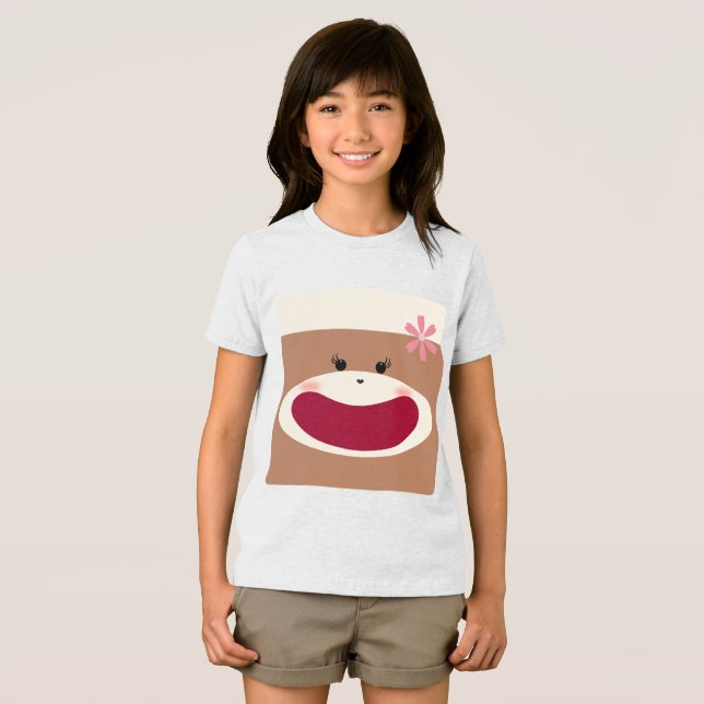 Sock Monkey Smile (Girl) Tri-Blend Shirt (Vorderseite Voll)