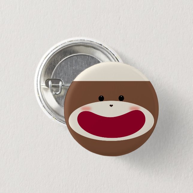 Sock Monkey Smile (Junge) Button (Vorne & Hinten)