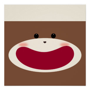 Sock Monkey Smile(Junge)Glänzendes Poster