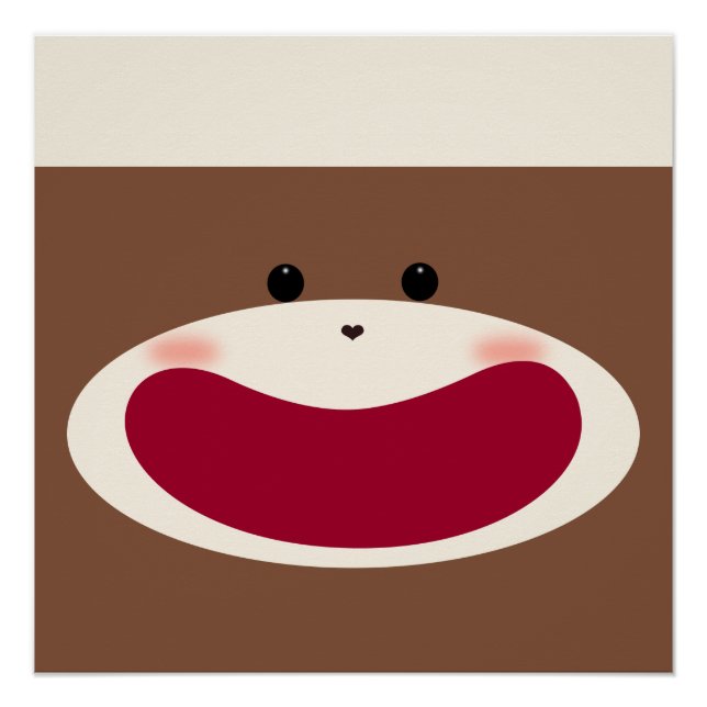 Sock Monkey Smile(Junge)Glänzendes Poster (Vorderseite)