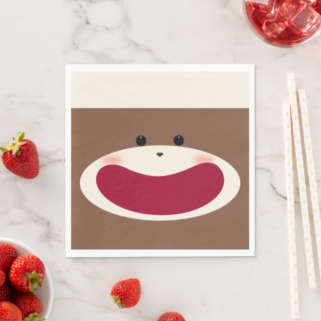 Sock Monkey Smile (Junge) Serviette (Beispiel)