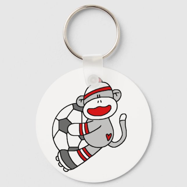 Sock Monkey Soccer T Shirts und Geschenke Schlüsselanhänger (Vorderseite)