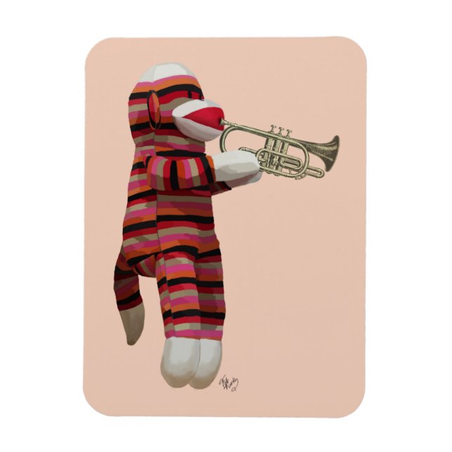 Sock Monkey spielen Trumpet 2 Magnet (Vertikal)