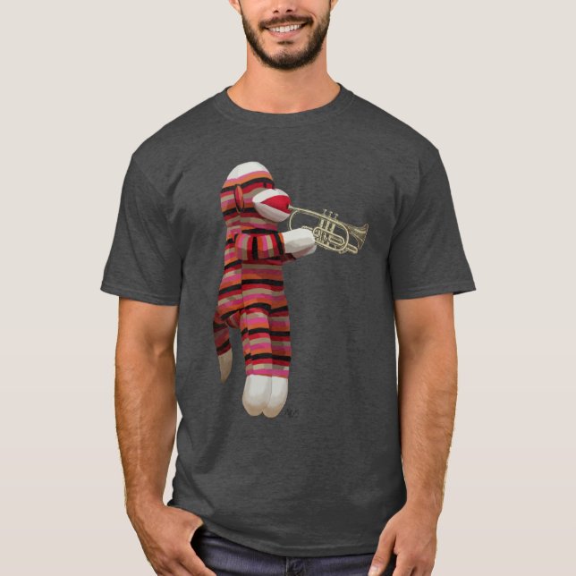 Sock Monkey spielen Trumpet 2 T-Shirt (Vorderseite)