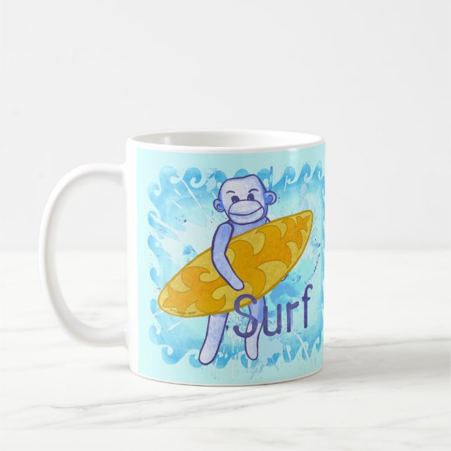 Sock-Monkey-Surfer-Tasse Kaffeetasse (Links)