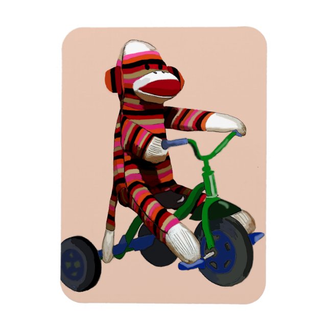 Sock Monkey Tricycle Magnet (Vertikal)