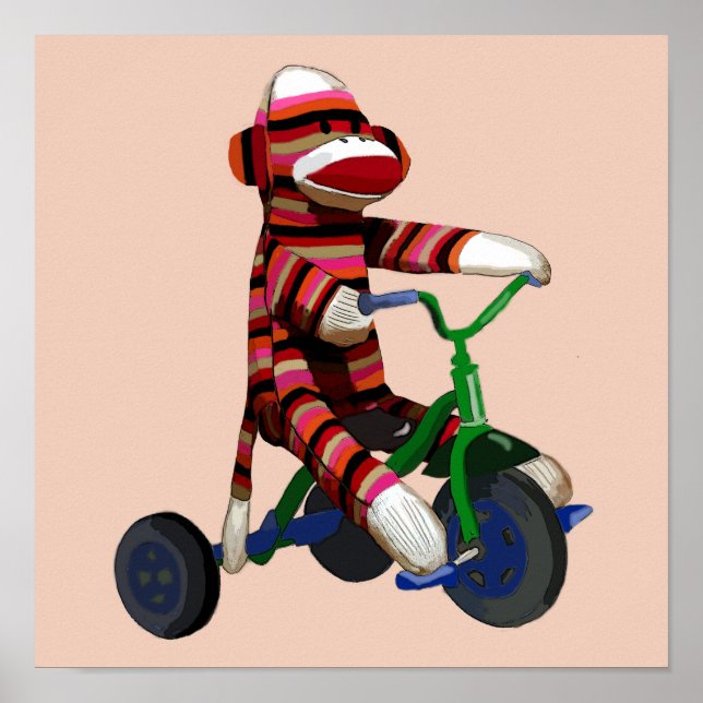 Sock Monkey Tricycle Poster (Vorne)