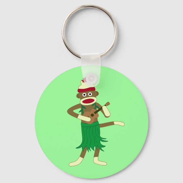 Sock Monkey Ukulele Schlüsselanhänger (Vorderseite)