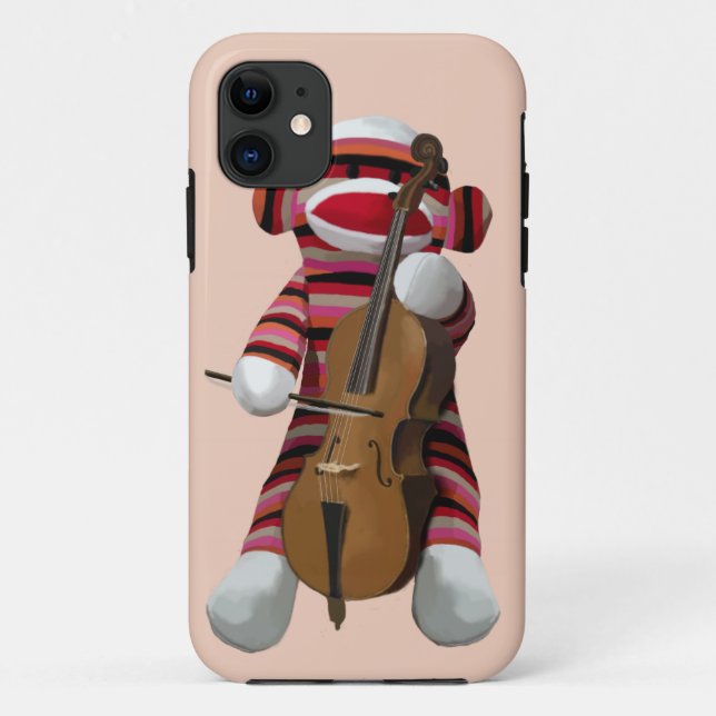 Sock Monkey und Cello 2 Case-Mate iPhone Hülle (Rückseite)