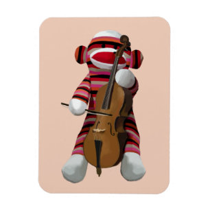 Sock Monkey und Cello 2 Magnet