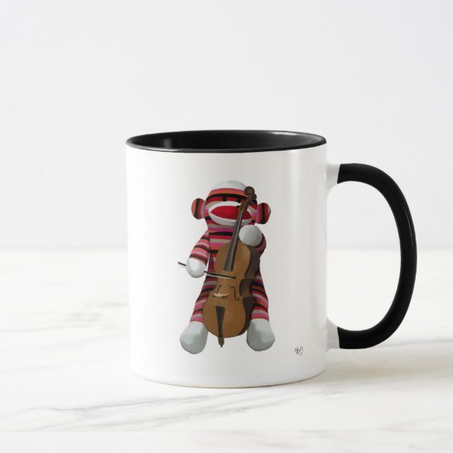 Sock Monkey und Cello 2 Tasse (Rechts)