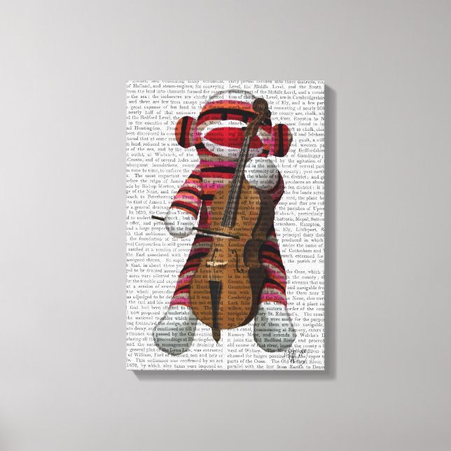Sock Monkey und Cello Leinwanddruck (Vorderseite)